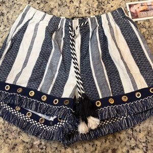 Rewash High Waist Navy and White Striped Boho Shorts